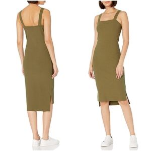 NWT The Drop Olive Green Amelia Ribbbed Square Sleeveless Bodycon Midi Dress XS